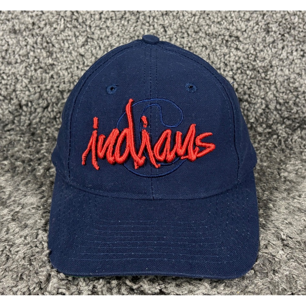 Vintage 90s Cleveland Indians The Game Snapback Hat Navy Blue Chief Wahoo MLB